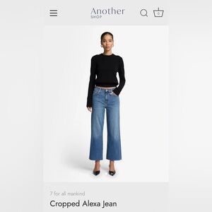 7 For All Mankind Cropped Alexa Jeans in Medium Blue Wash